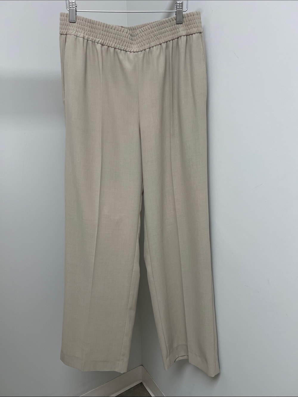 Men's Relaxed Elastic-Waist Dress Pants in Cream